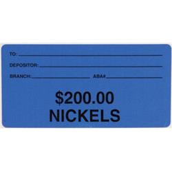 Picture of Controltek 550001 2 x 4 in. Dollar 200 Nickels Self Adhesive Label for Coinlok Bag - 100 per Box