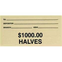 Picture of Controltek 550004 2 x 4 in. Dollar 1000 Halves Self Adhesive Label for Coinlok Bag - 100 per Box