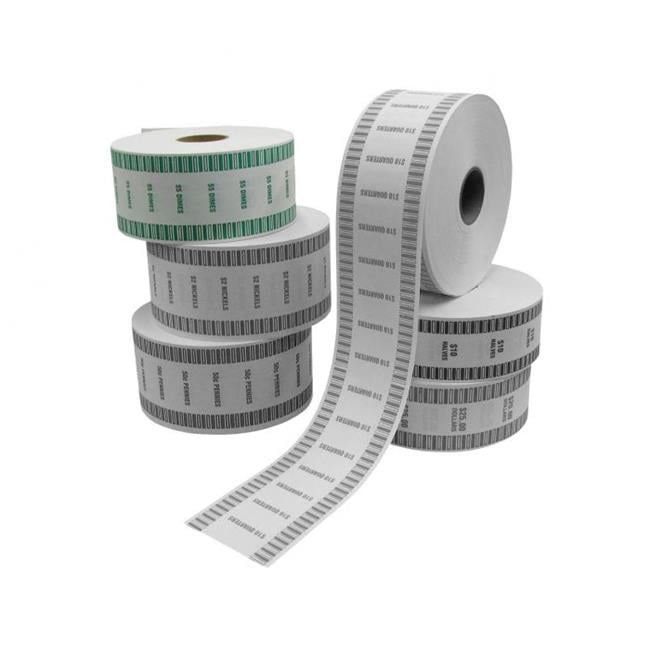 Picture of Controltek 575036 8 in. Dollar 5 Dimes Bleached White Kraft Automatic Coin Wrap&#44; Green - 8 Count