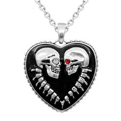 CN243 1.3 x 1.34 in. Bound for Eternity Skull Heart Necklace