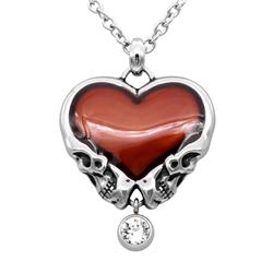 CN253 1.38 x 1.18 in. Heart & Skull Bound Til Death Necklace