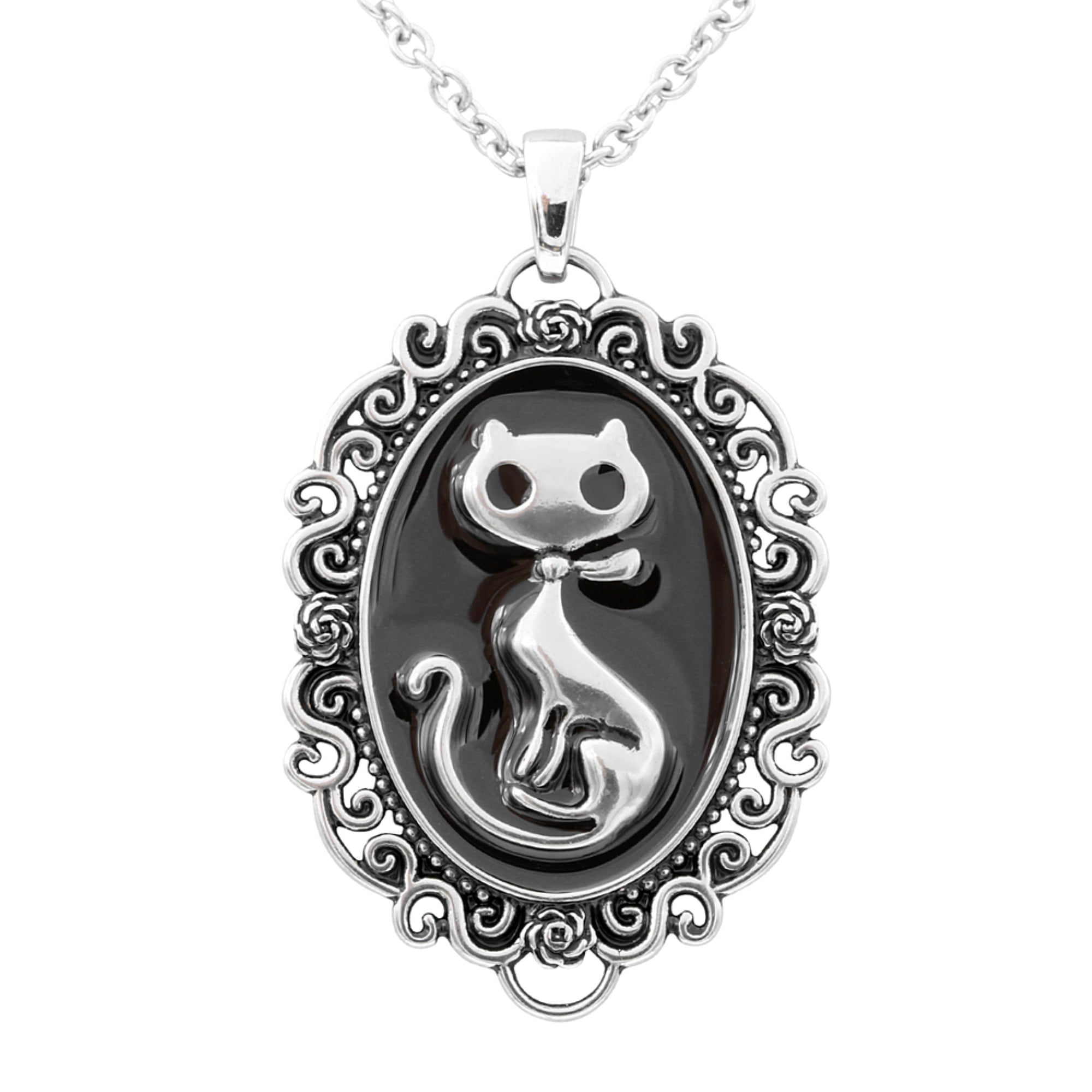 1.97 x 1.38 in. Cat Silhouette Cameo Necklace