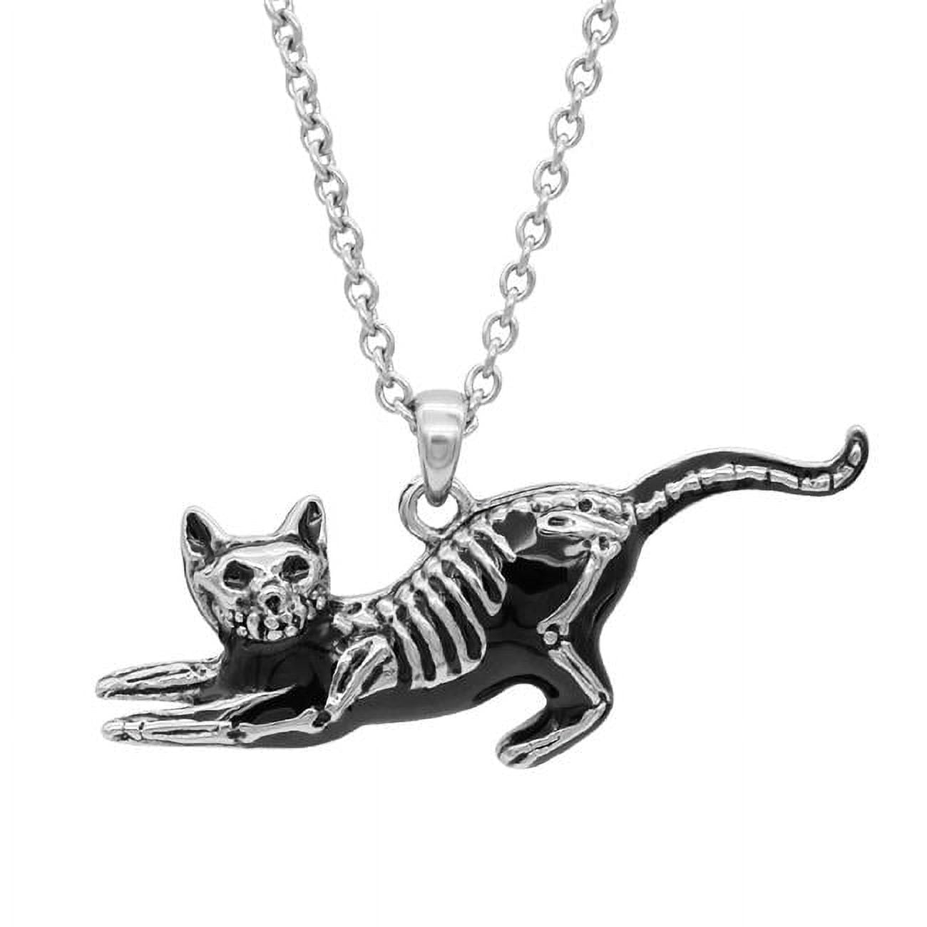 0.79 x 1.66 in. Yoga Stretch Cat Skeleton Necklace