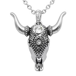 CN316 1.61 x 1.46 in. Taurus Bull Skull Necklace
