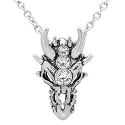 CN307 1.26 x 0.83 in. Dragon Skull Necklace with Crystal
