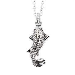 CN234 1.81 x 0.71 in. Sparkling Koi Fish Necklace, White