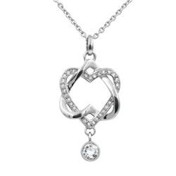 CN219 1.38 x 0.79 in. Love Interlaced Heart Necklace