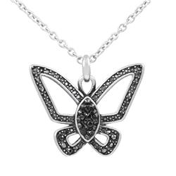 CN220 0.87 x 1.1 in. Black & Bold Butterfly Necklace