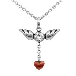 CN238 0.98 x 0.97 in. Love in Flight Heart & Wings Necklace