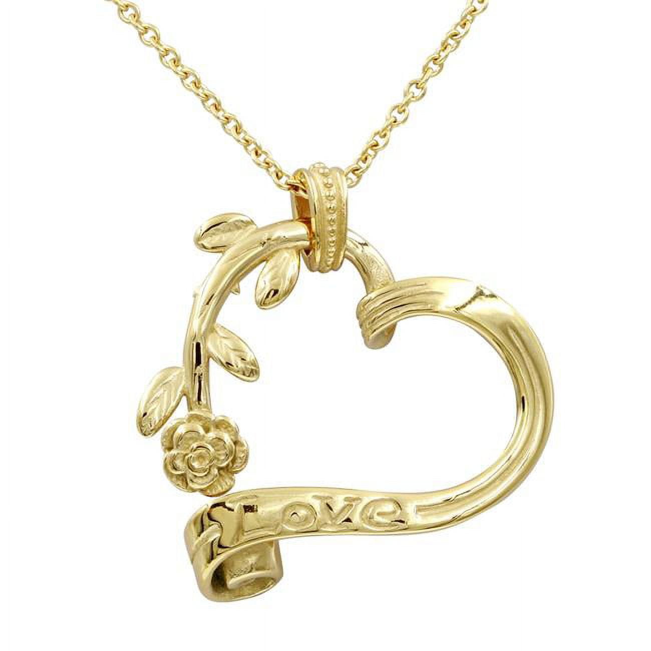 Picture of Controse CN239 1.72 x 1.66 in. Gold Plated Stainless Steel Garden Heart Necklace