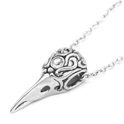 Picture of Controse CN294 1.3 x 0.55 in. Raven Skull Necklace with white Swarovski Crystal