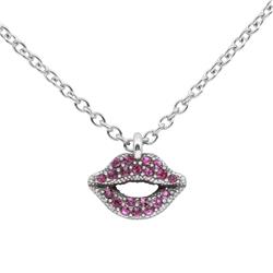 CN302 0.35 x 0.47 in. Radiant Red-Violet Lips Necklace