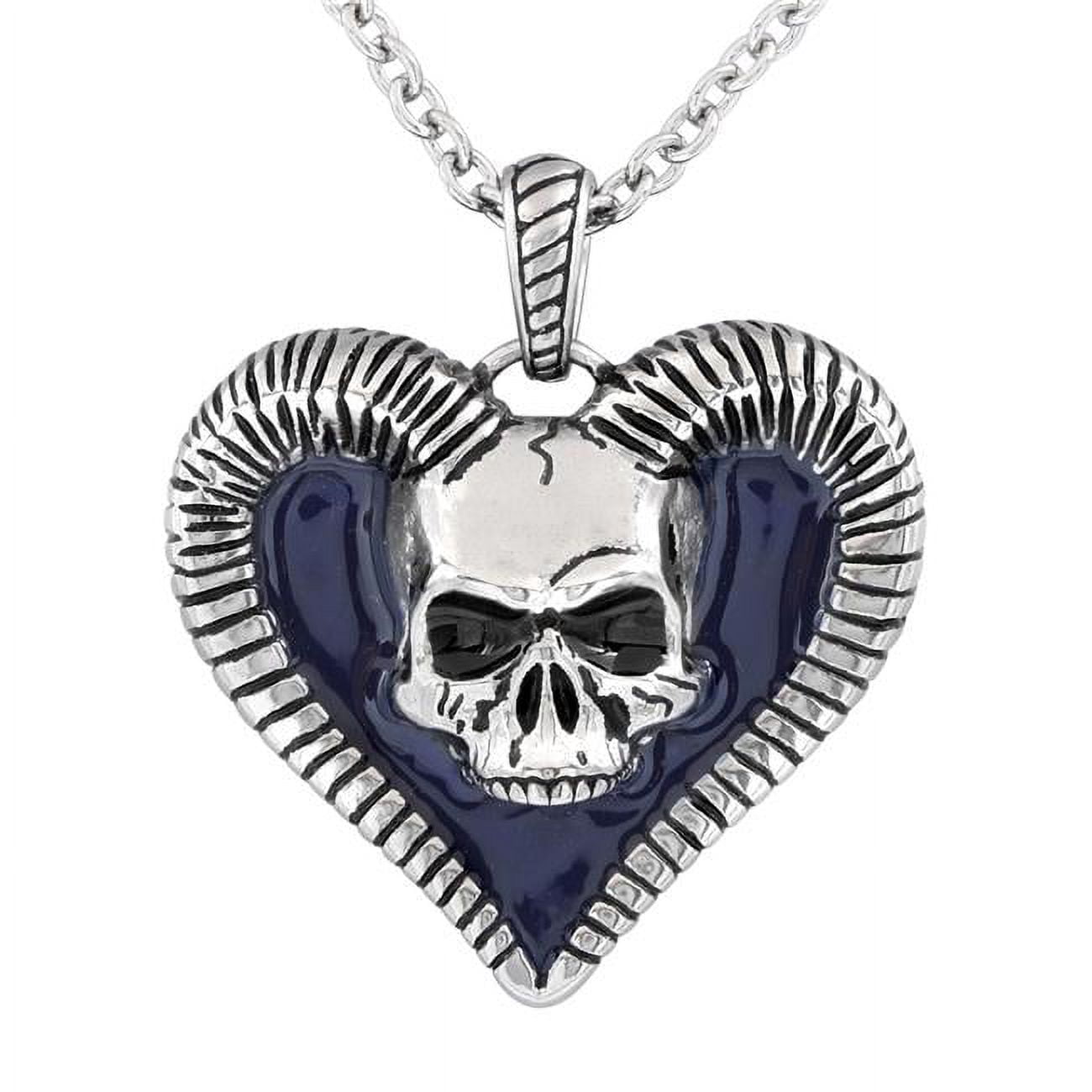 1.18 x 1.34 in. Horned Skull Heart Necklace