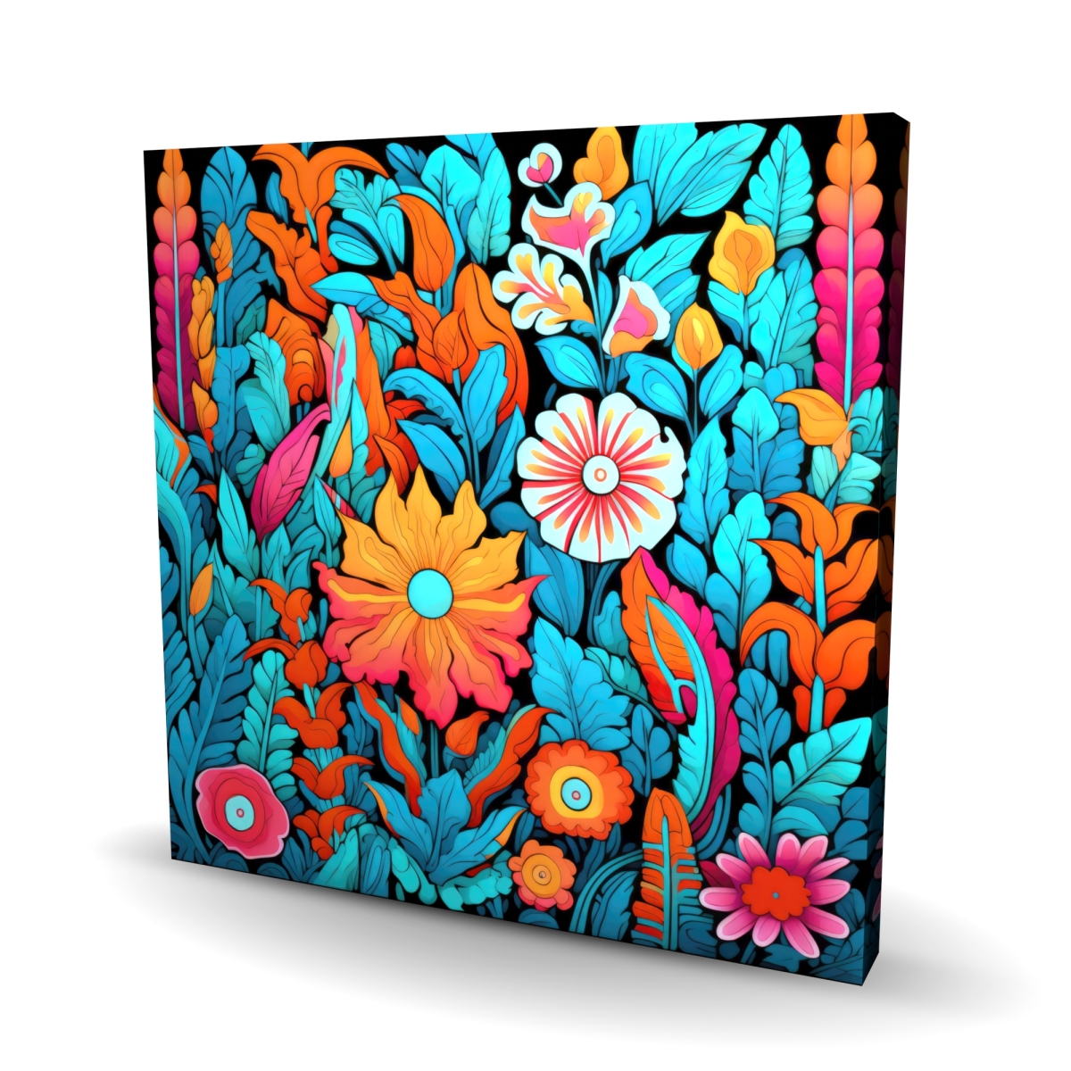 C1RC2424LYYTU3 24 x 24 in. Floral Hues - Turquoise Canvas Wall Art for Home Decor - Unique Design