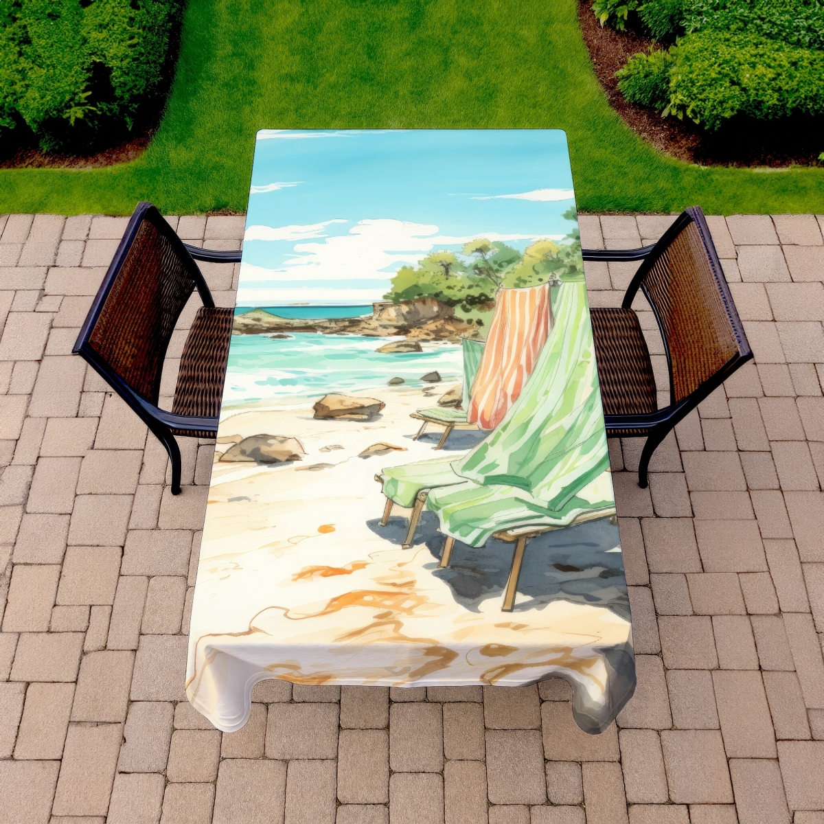Picture of MWW C1TCLRGEVXV6EJ 58 x 102 in. Beach Calm Green Indoor & Outdoor Tablecloth for Home Decor