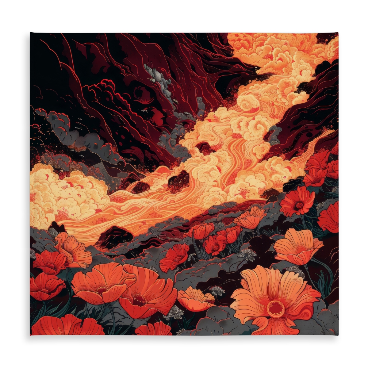 Picture of MWW C1TC58582BQANO 58 x 58 in. The Big Burn - Black Indoor & Outdoor Tablecloth for Home Decor