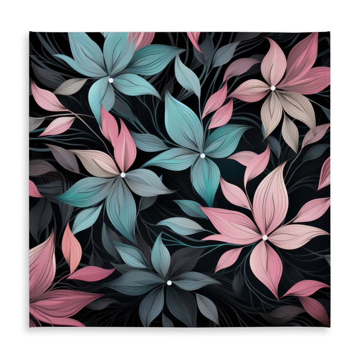 Picture of MWW C1TC585853YV0J 58 x 58 in. Desaturated Flowers Turquoise Tablecloth for Home Decor