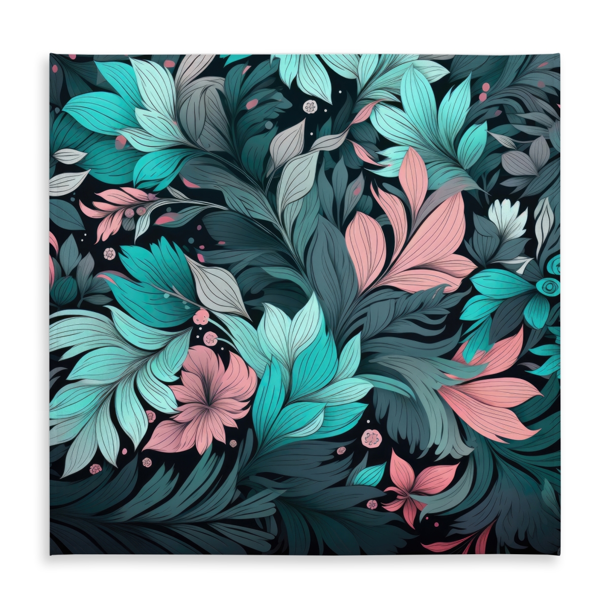 Picture of MWW C1TC5858ECX7O2 58 x 58 in. Neon Leaves - Turquoise Indoor & Outdoor Tablecloth for Decor