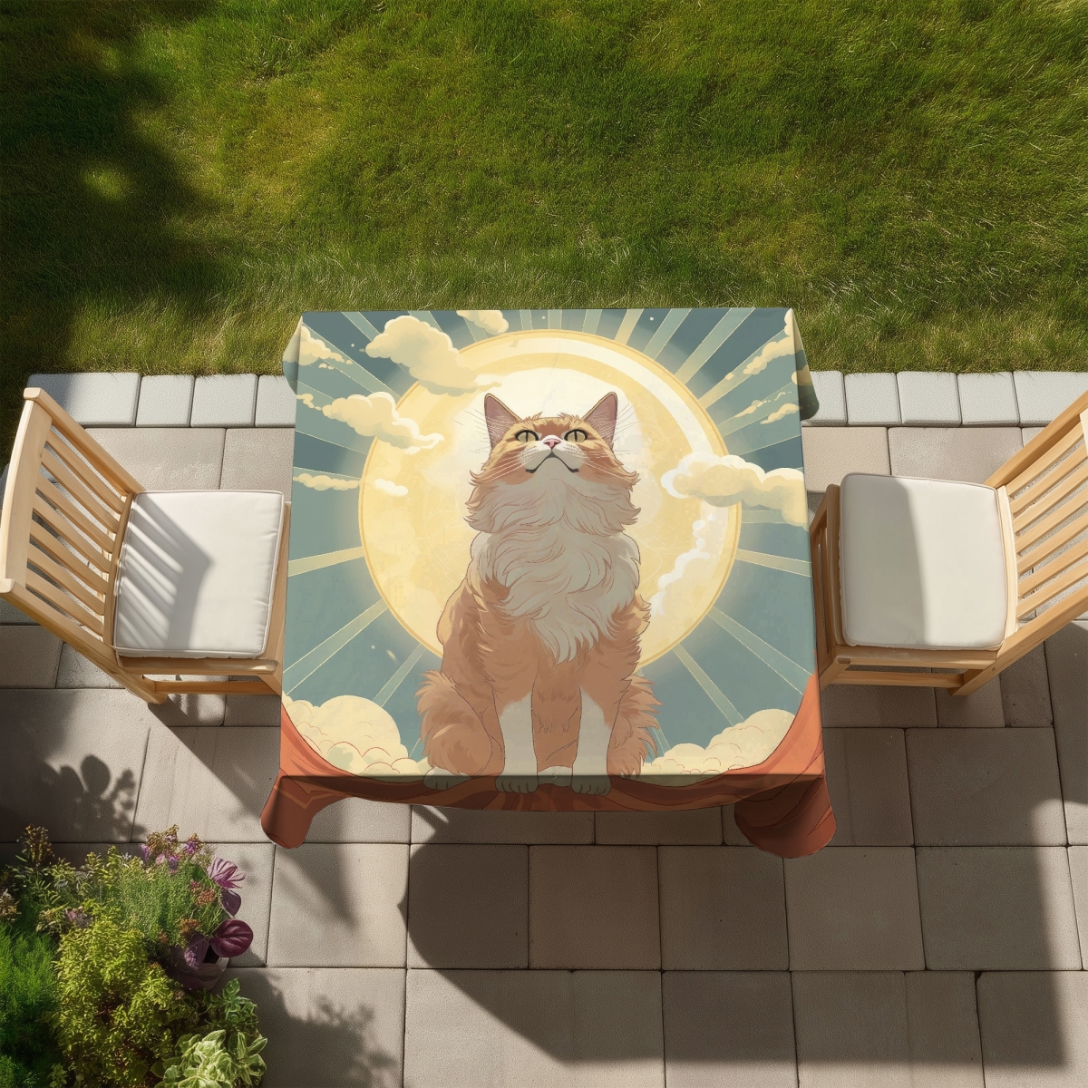 Picture of MWW C1TC5858G764V6 58 x 58 in. Mowing Above Beige Indoor & Outdoor Tablecloth for Home Decor