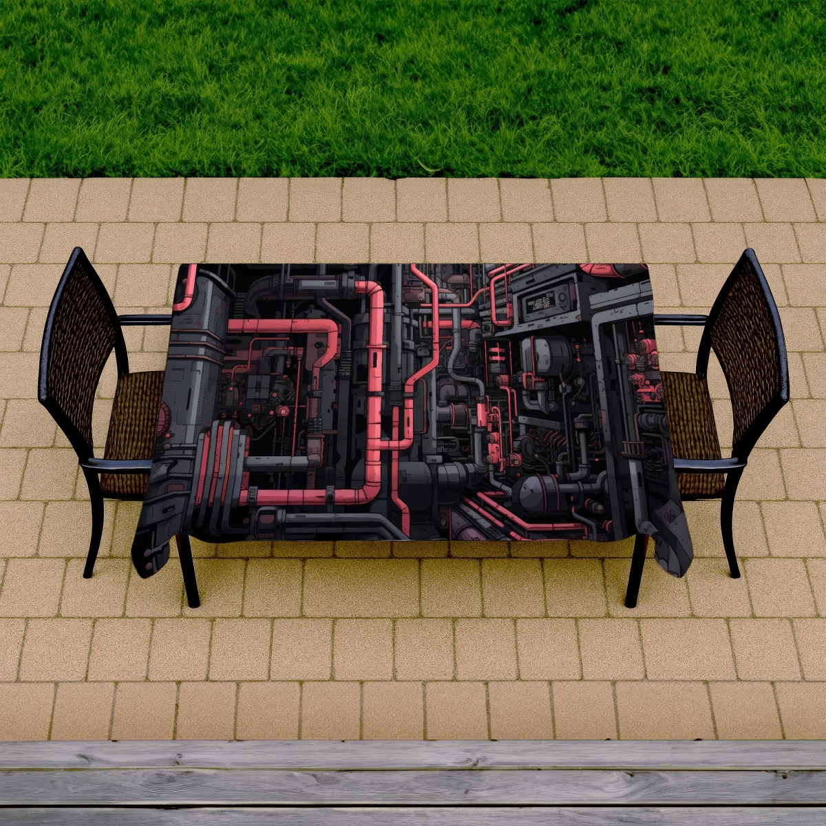 Picture of MWW C1TCLRGEMOS3IY 58 x 102 in. Tubular Nightmare - Black Indoor & Outdoor Tablecloth - Home Decor