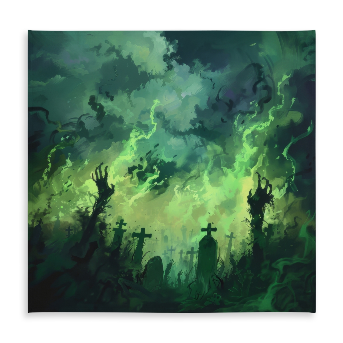 Picture of MWW C1TC5858X5GTIP 58 x 58 in. Reaching Hell Green Tablecloth - Indoor & Outdoor Home Decor