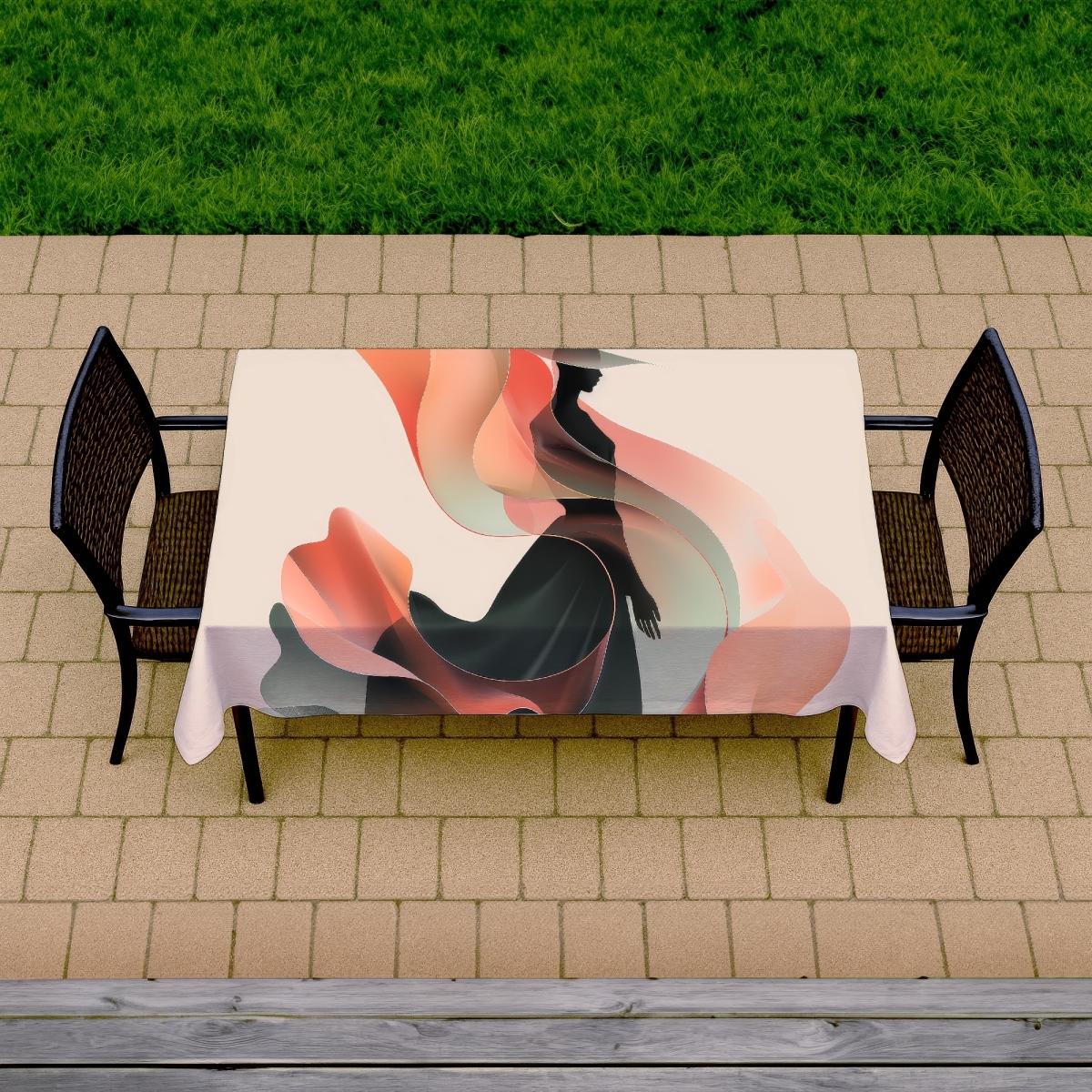 Picture of MWW C1TCLRGETJ8TOB 58 x 102 in. Elegance Black Indoor & Outdoor Tablecloth for Home Decor