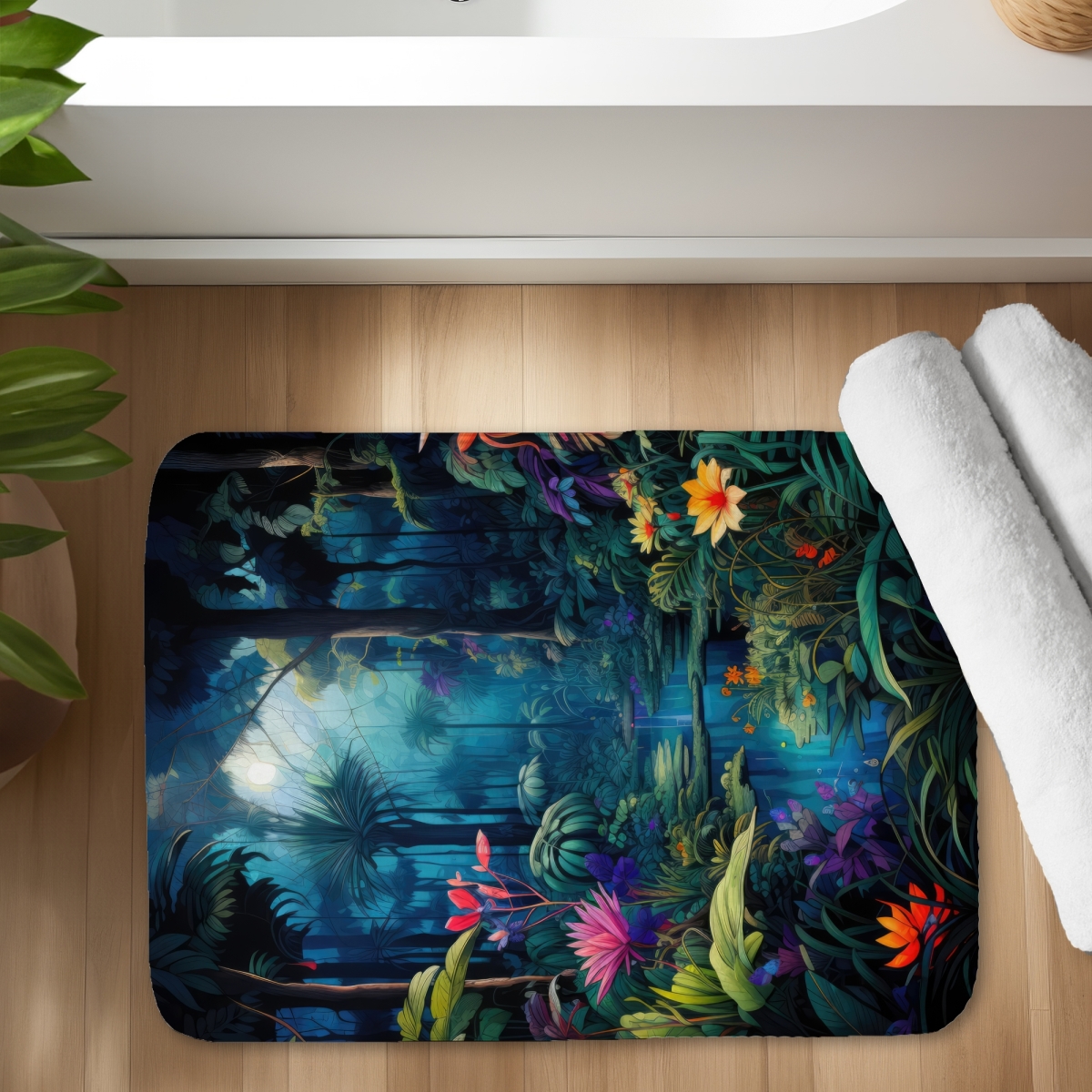 C1BM1724G17SMO 17 x 24 in. The Beauty of Nature Blue Bath Mat for Home Decor - Cozy Style