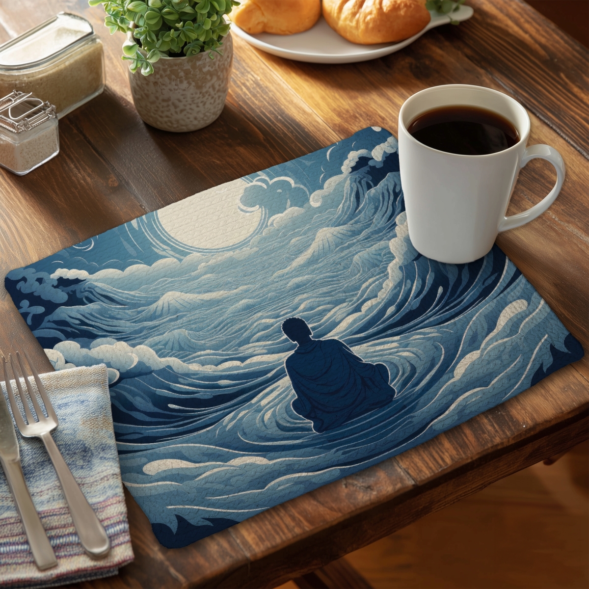 Picture of MWW CBPM1418MO364S 14 x 18 in. Infinite Wisdom - White Braided Polyester Placemat for Home Decor