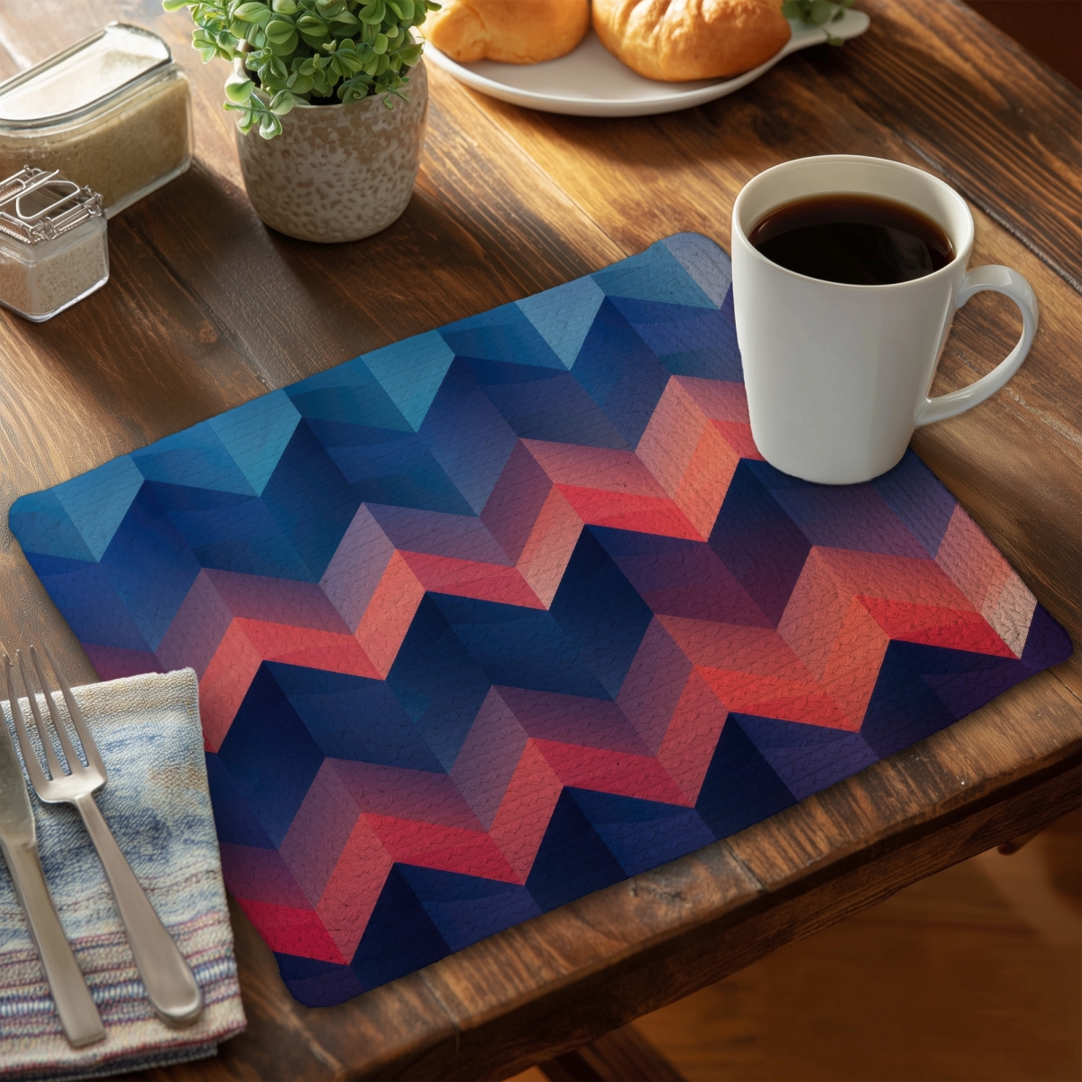 Picture of MWW CBPM1418MZW6MA 14 x 18 in. Heat Waves Blue Braided Polyester Placemat - Home Decor Accent