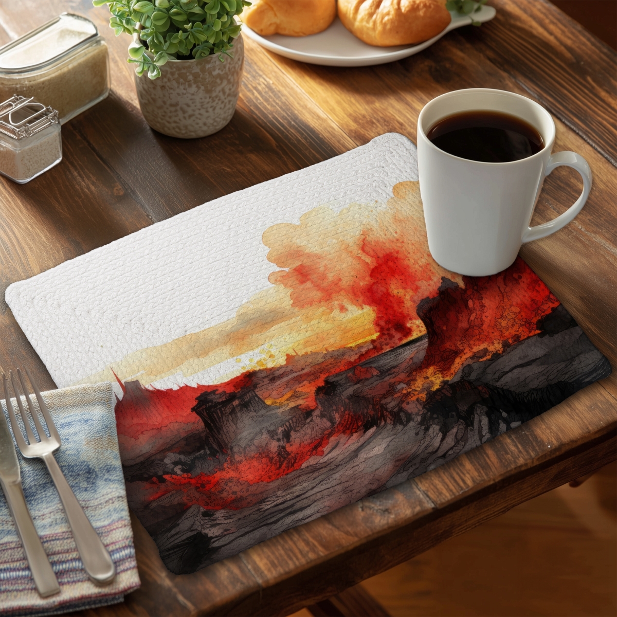 Picture of MWW CBPM1418QYHE9M 14 x 18 in. Minimalist Flow - White Braided Polyester Placemat for Home Decor