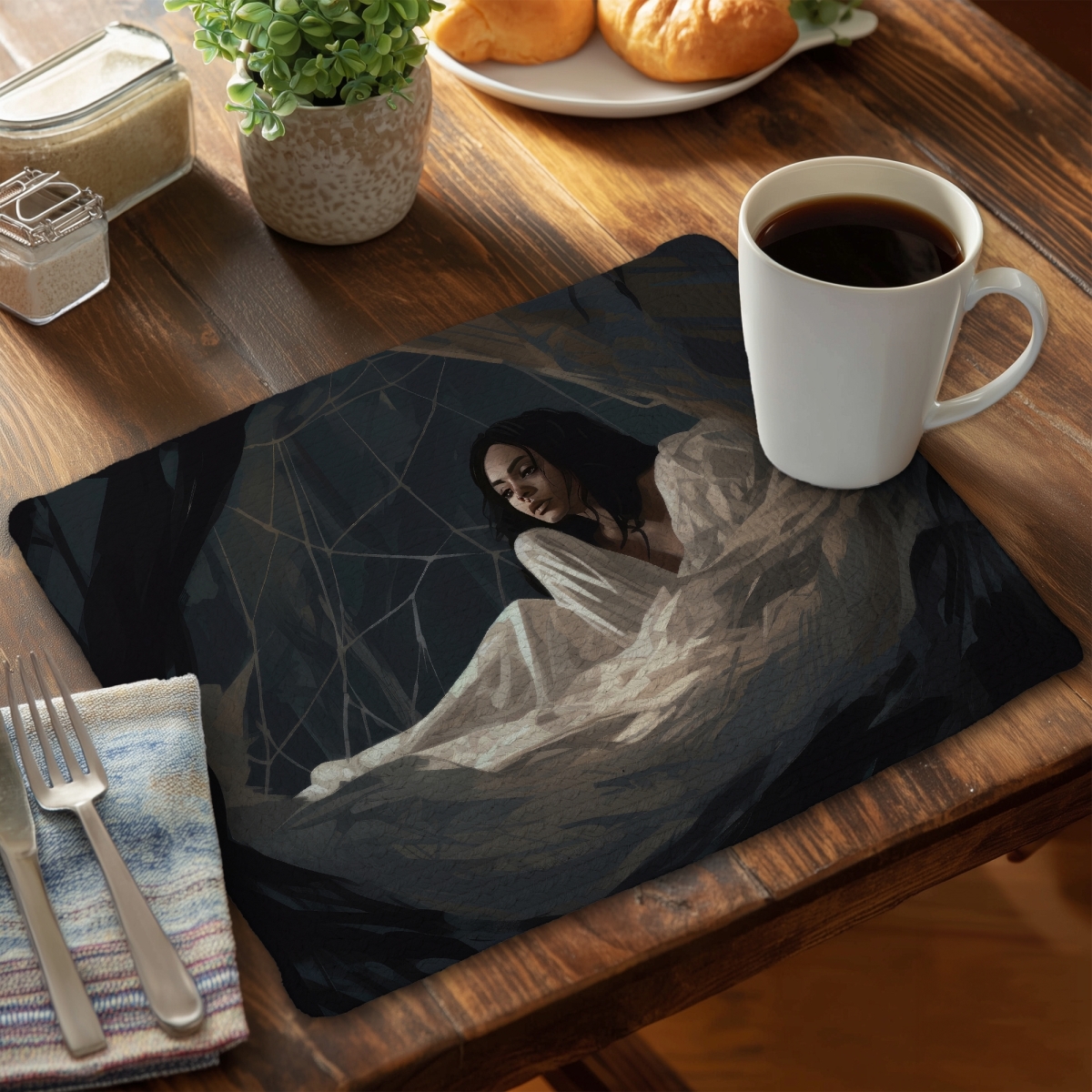Picture of MWW CBPM1418RH8UAX 14 x 18 in. Spider Princess Beige Braided Polyester Placemat - Home Decor