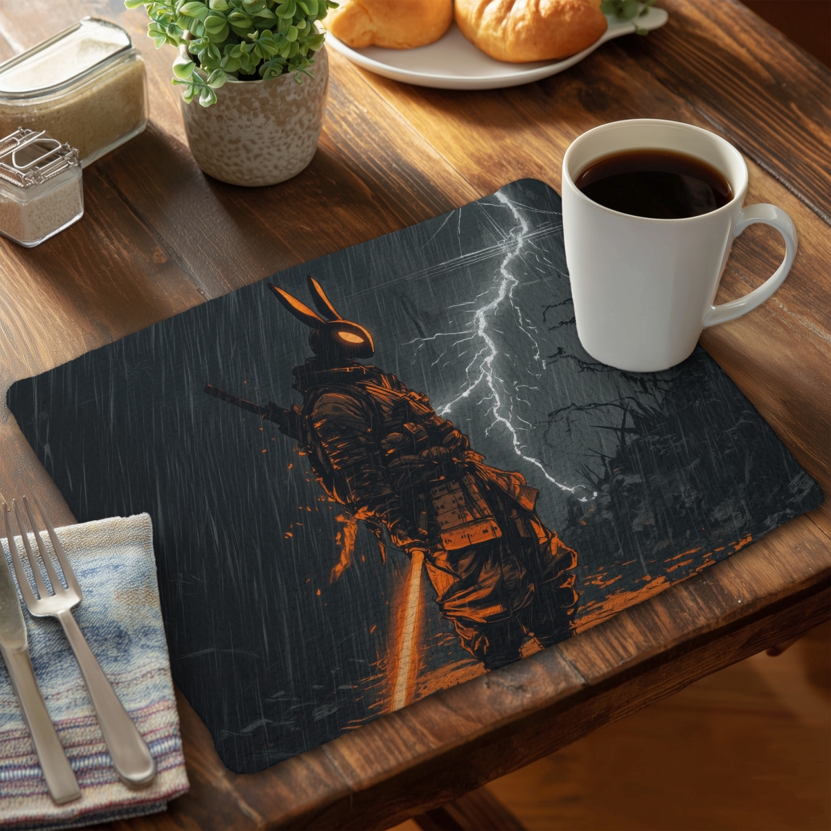 Picture of MWW CBPM1418SYHMS5 14 x 18 in. War Machine White Braided Polyester Placemat for Home Decor