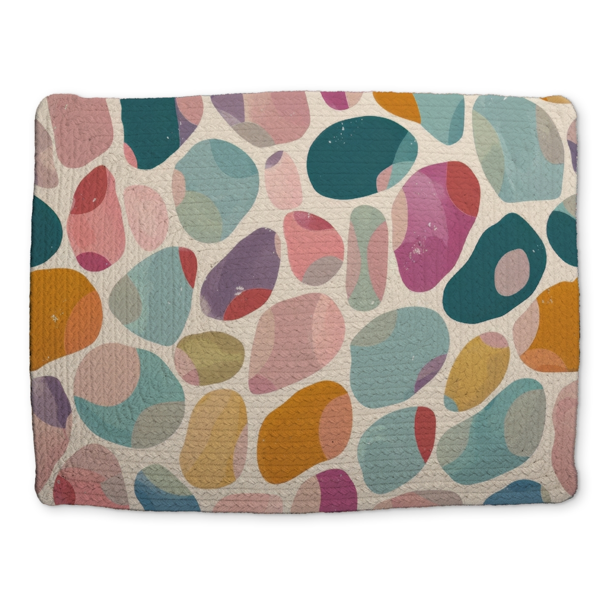 Picture of MWW CBPM1418UBYSPI 14 x 18 in. Dots & Bops - Turquoise Braided Polyester Placemat for Decor