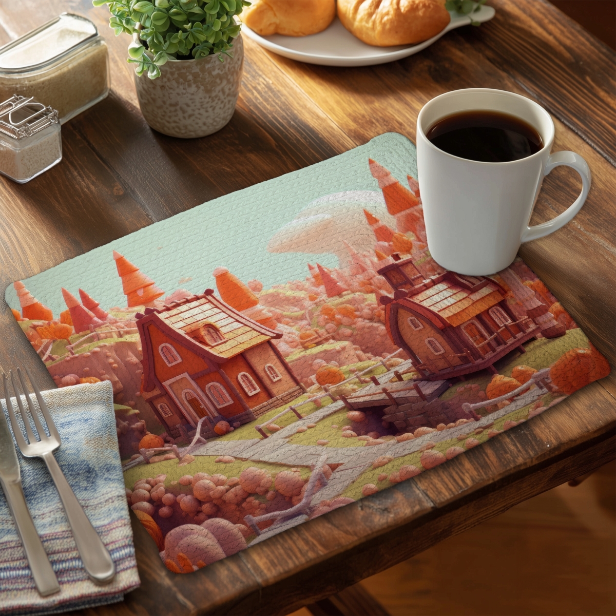 Picture of MWW CBPM1418WITWIW 14 x 18 in. Toy Town Green Braided Polyester Placemat for Home Decor
