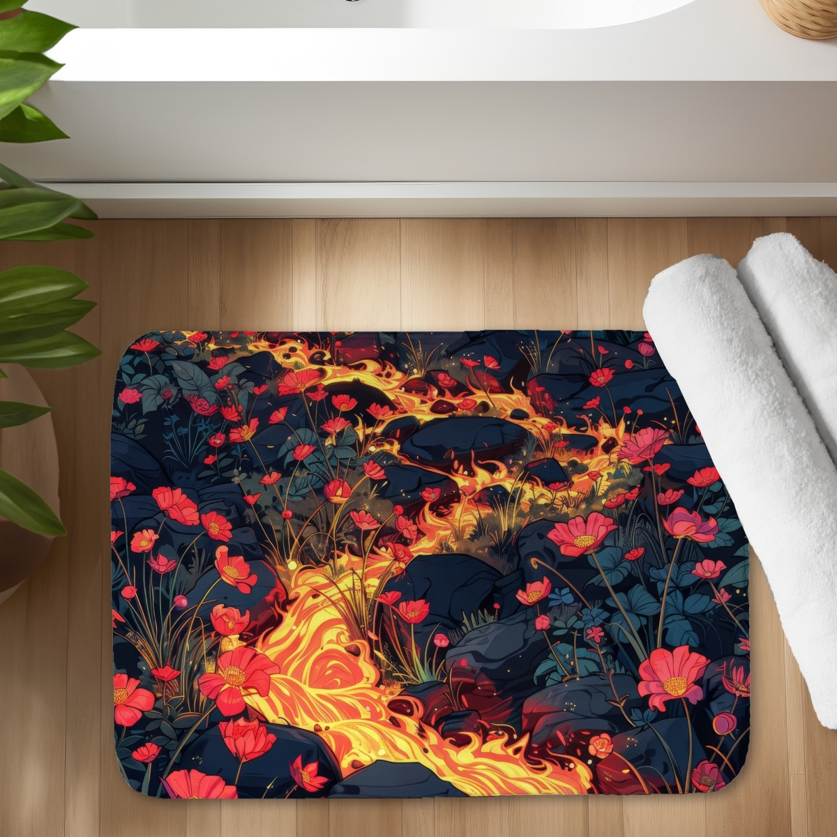 C1BM1724OLS9C9 17 x 24 in. Dodging Nature Red Bath Mat - Stylish