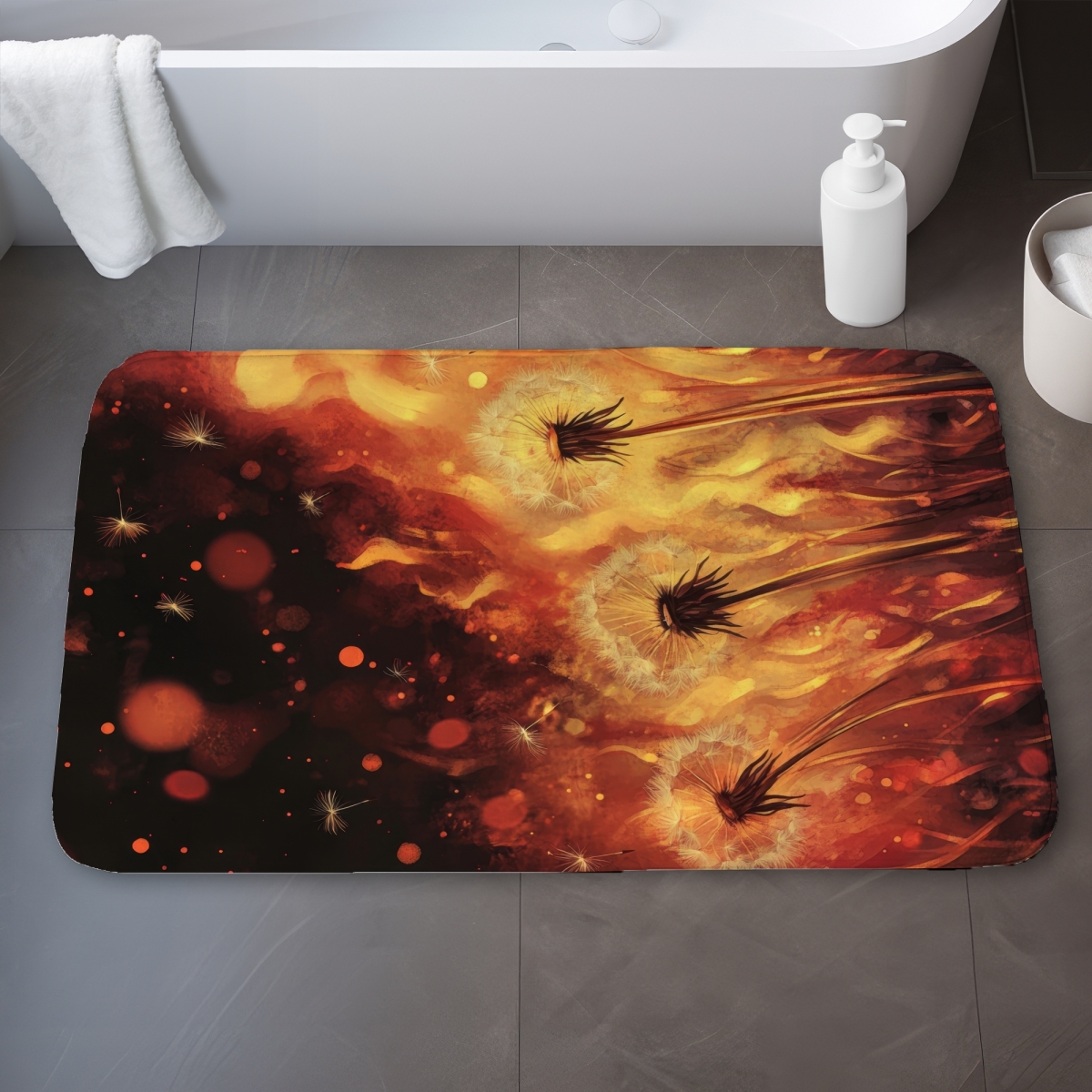C1BM2134IRW0QE 21 x 34 in. Dandy Fire Black Bath Mat - Elegant