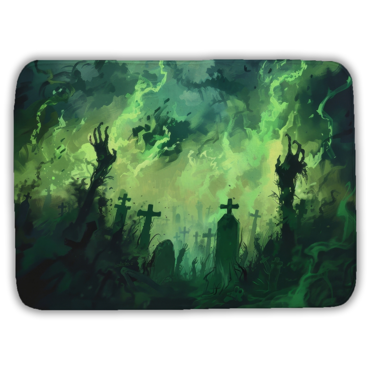 C1BM17246E1P7D 17 x 24 in. Reaching Hell Green Bath Mat - Stylish Home Decor Accent