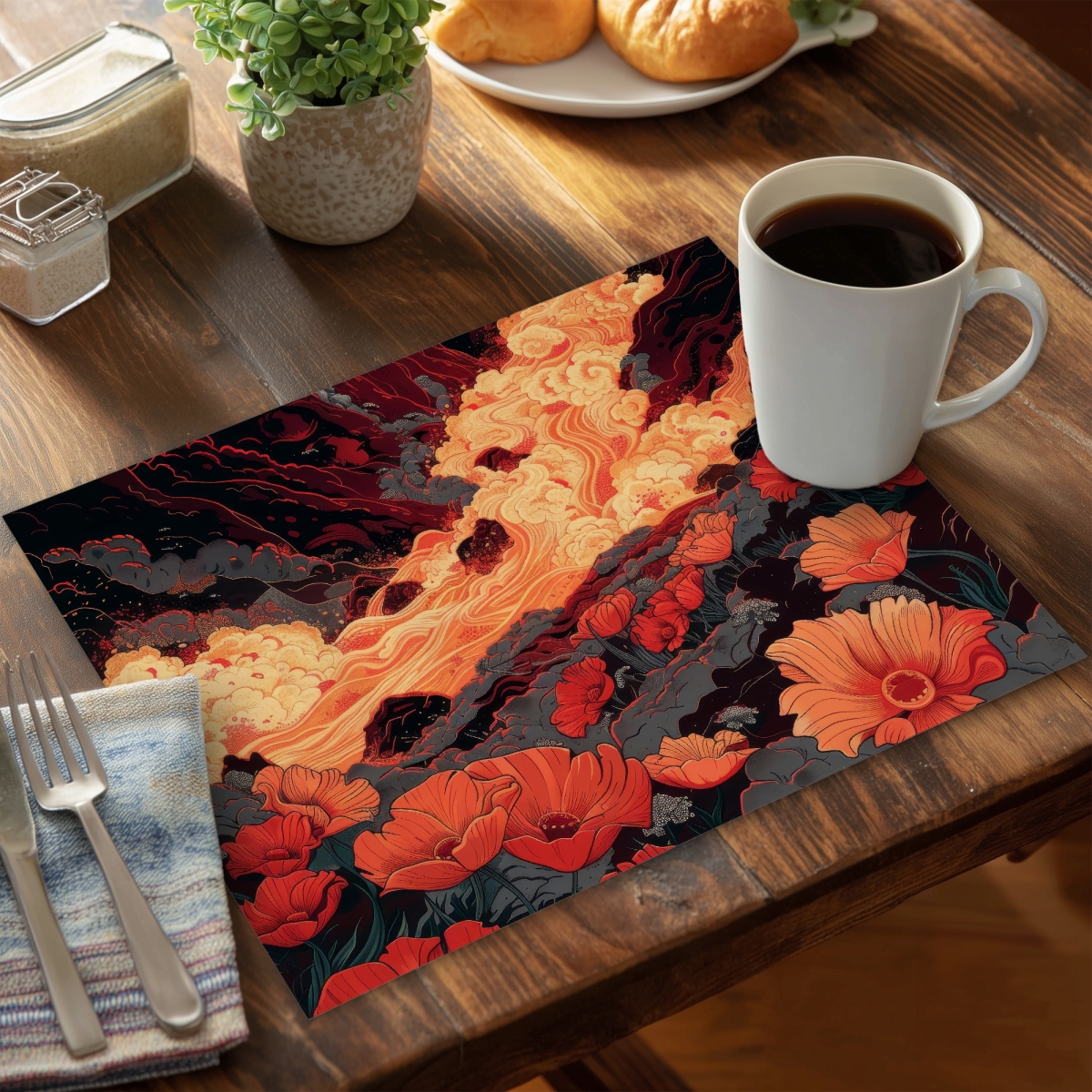 Picture of MWW CPPM1418N42PR1 14 x 18 in. The Big Burn - Orange Polyester Placemat for Home Decor
