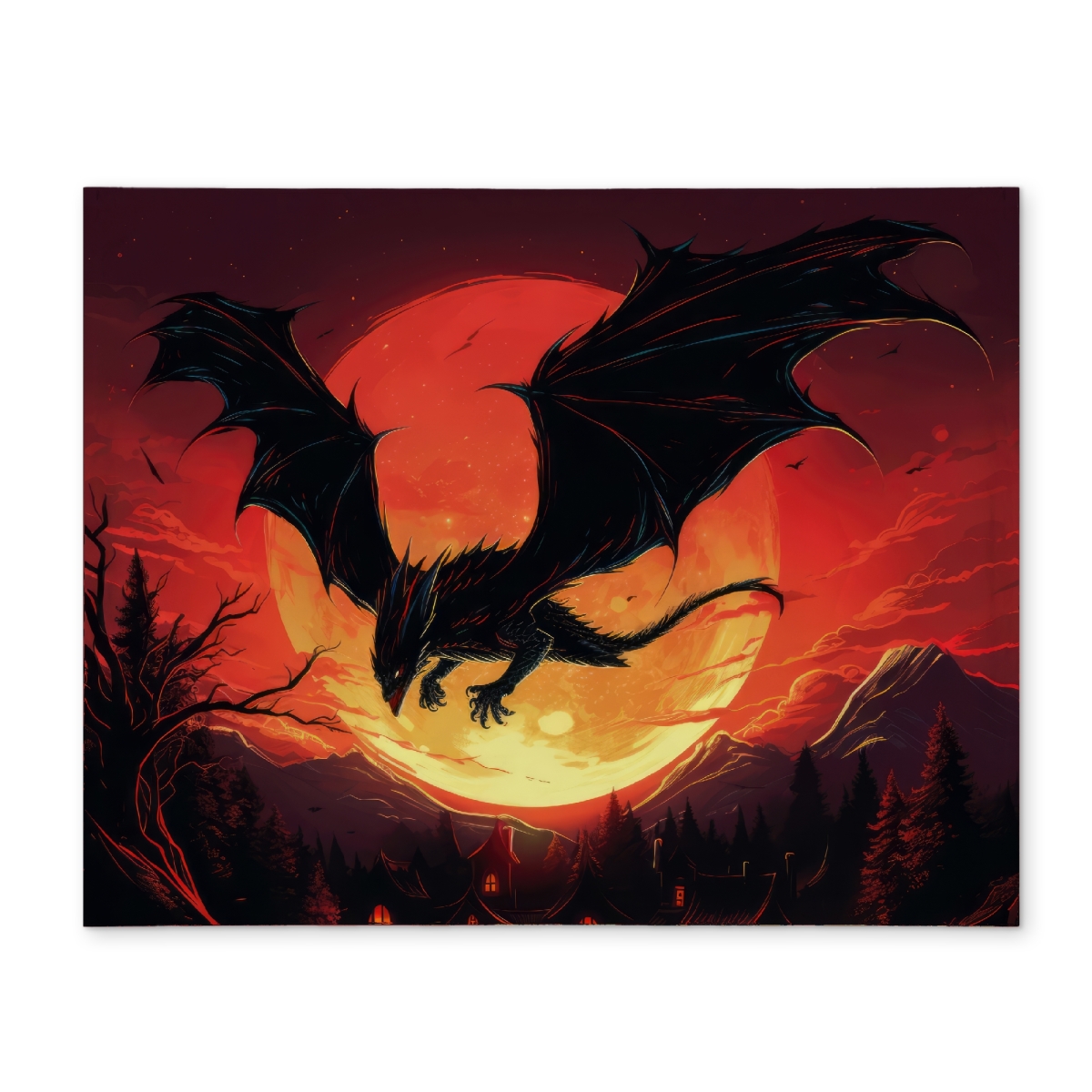 Picture of MWW CPPM1418RMP4TO 14 x 18 in. The Dragons Wrath - Black Polyester Placemat for Home Decor