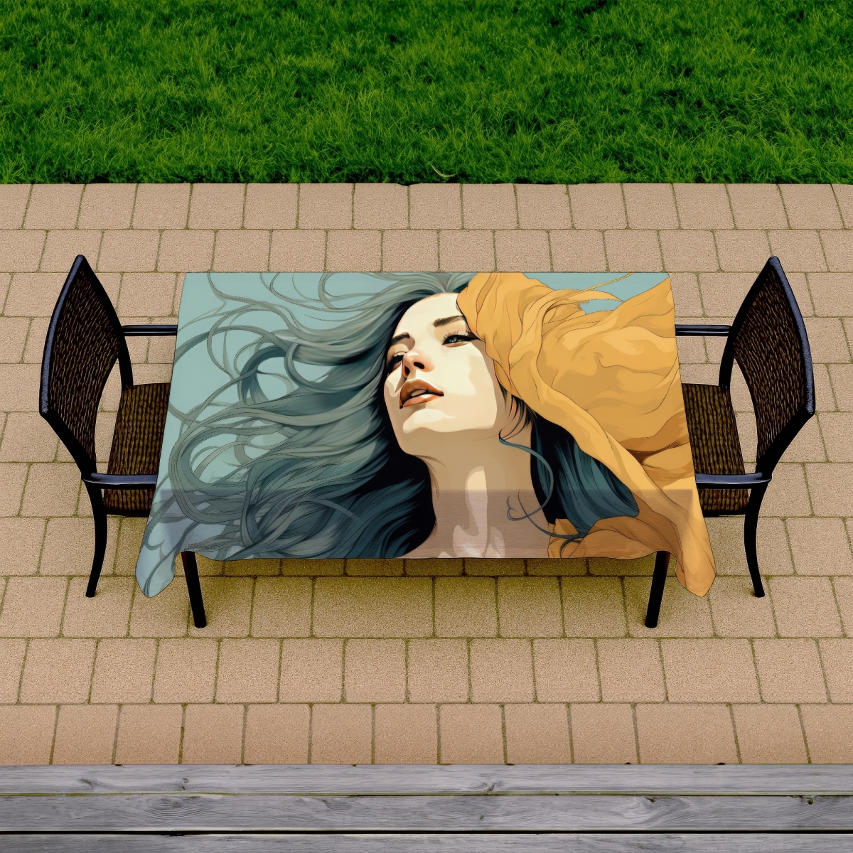 Picture of MWW C1TCLRGE13JL1S 58 x 102 in. Sensual Flow Beige Indoor & Outdoor Tablecloth for Home Decor