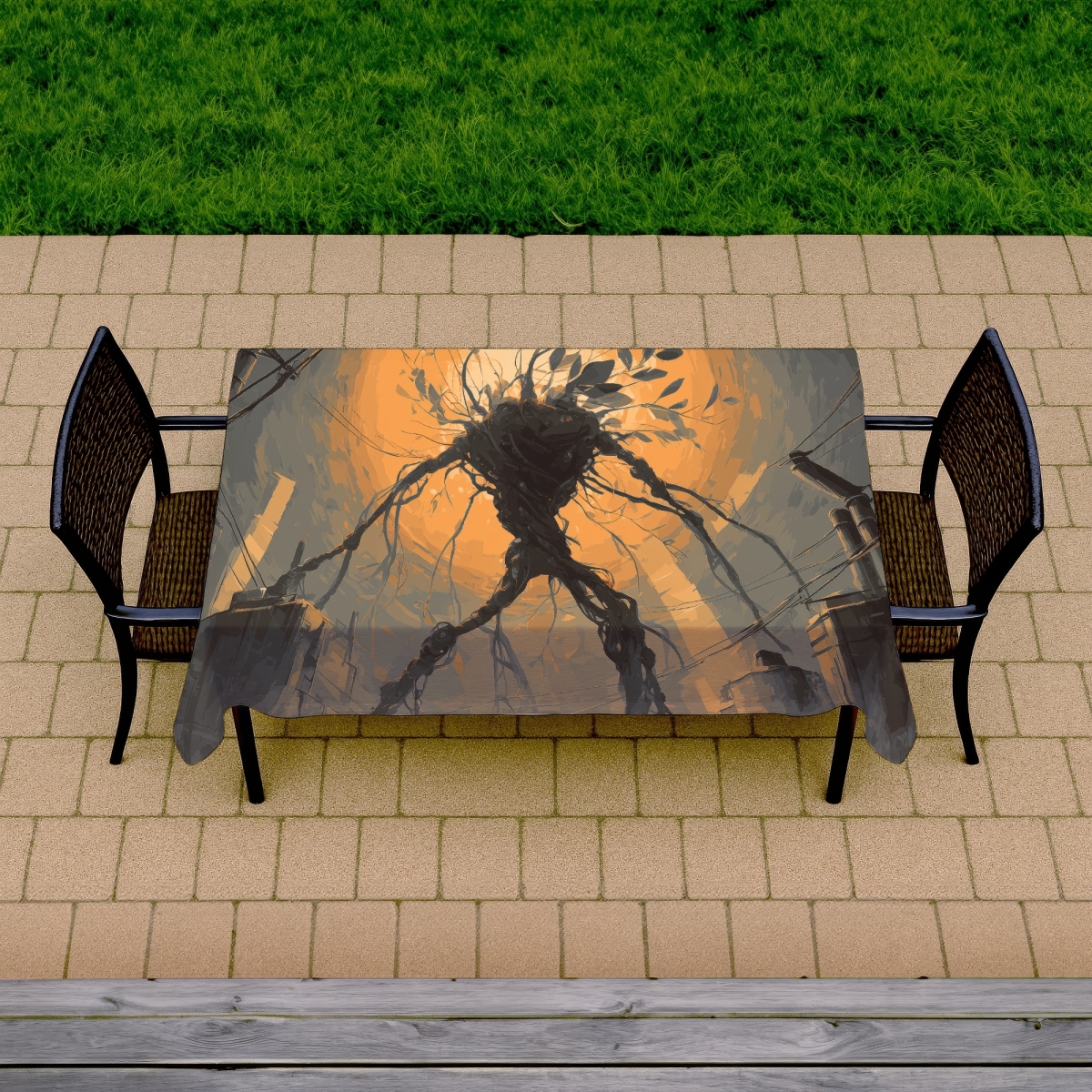 Picture of MWW C1TCLRGE3ZDJQH 58 x 102 in. Final Warning Orange Indoor & Outdoor Tablecloth - Home Decor