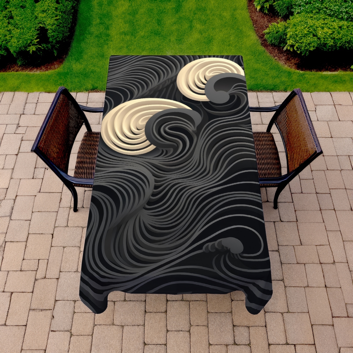 Picture of MWW C1TCLRGE4E1RW8 58 x 102 in. Layers Gray Indoor & Outdoor Tablecloth for Home Decor - Stylish