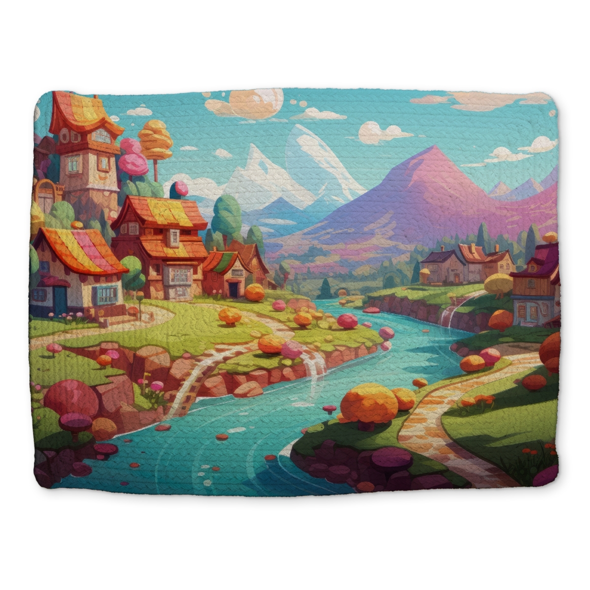 Picture of MWW CBPM141817GQ99 14 x 18 in. Sweet Town Orange Braided Polyester Placemat for Home Decor