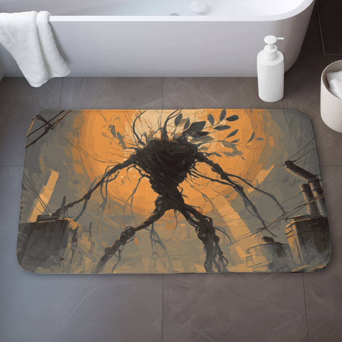 C1BM2134IXX5WX 21 x 34 in. Final Warning Gray Bath Mat - Stylish Home Decor Essential