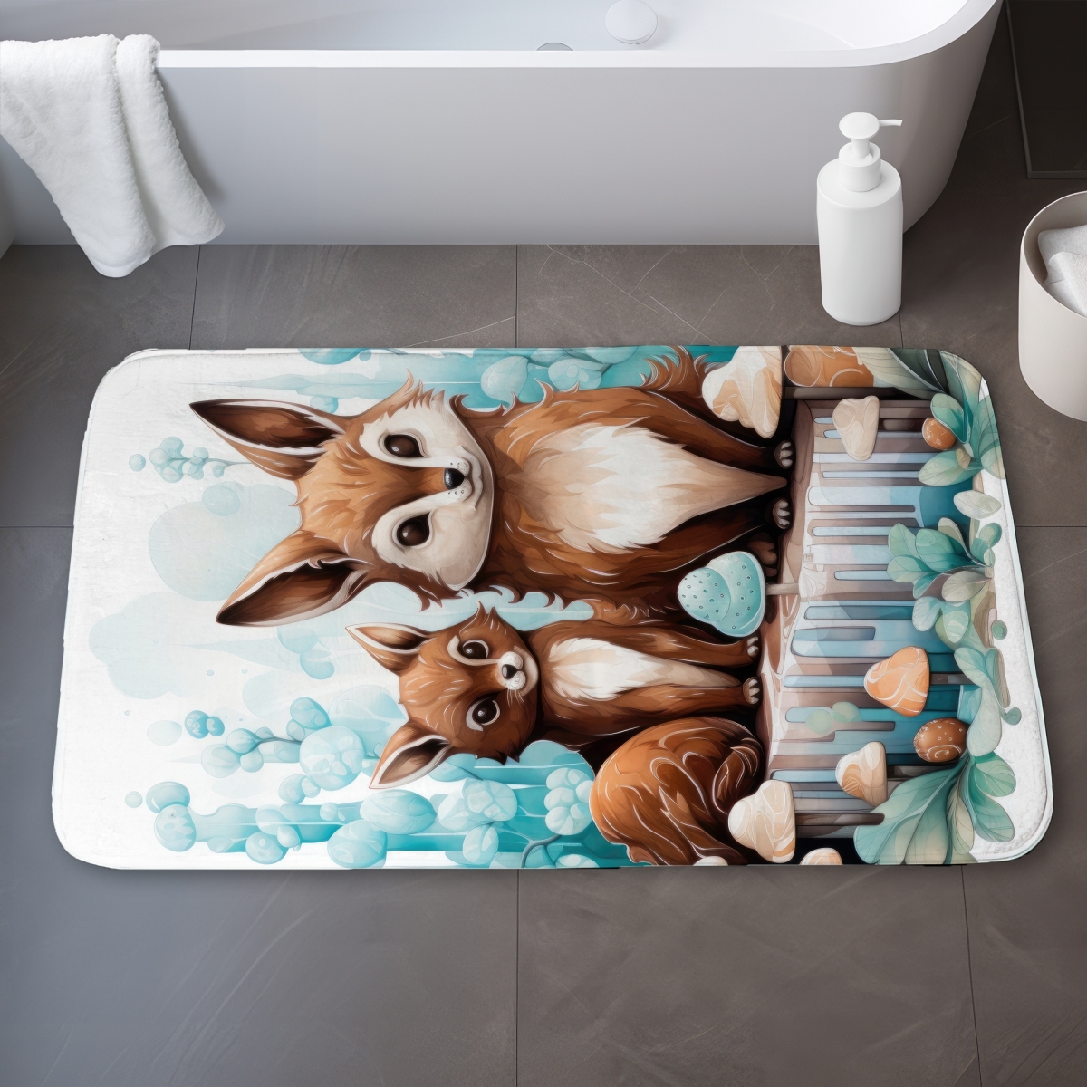 C1BM2134KXVJ7H 21 x 34 in. Two Pals Brown Bath Mat - Cozy