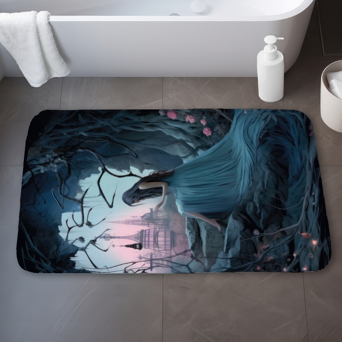 C1BM2134LQ26HM 21 x 34 in. Morose Cave White Bath Mat - Stylish Home Decor Accent