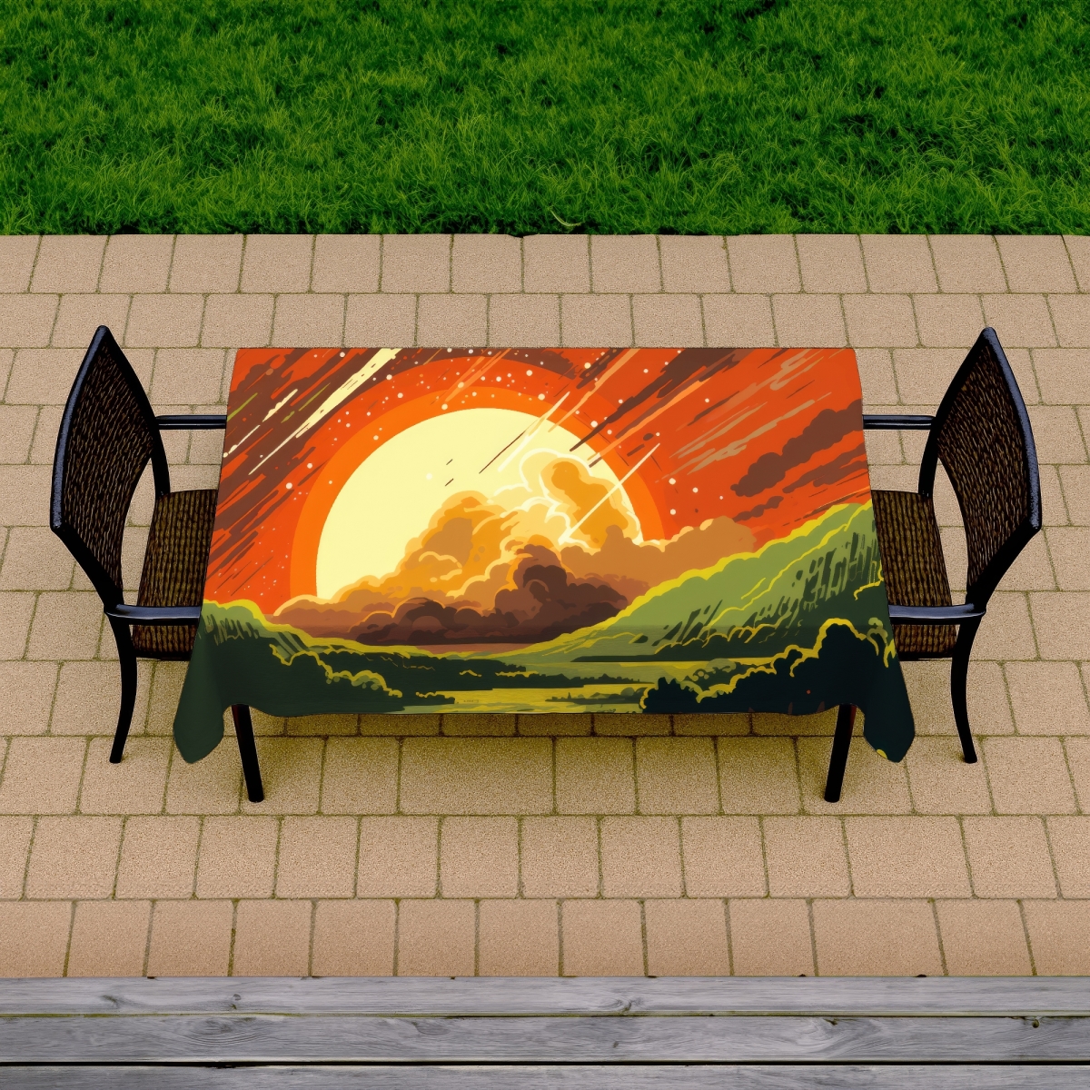 Picture of MWW C1TCLRGEVU0DKD 58 x 102 in. Last Days Orange Indoor & Outdoor Tablecloth - Home Decor Essential