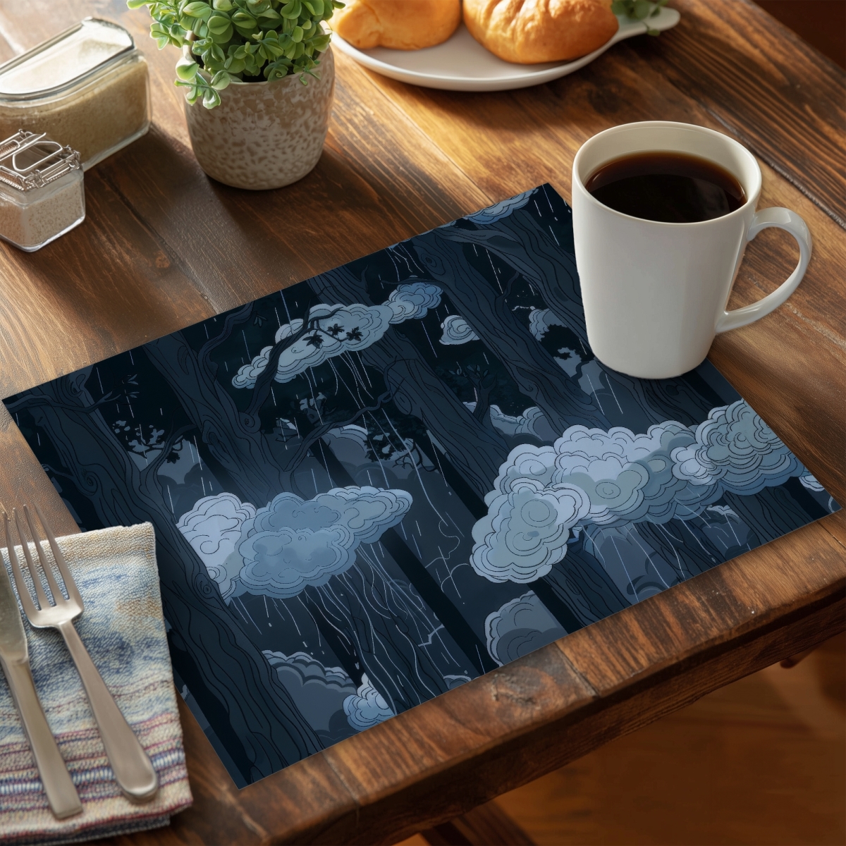 Picture of MWW CPPM1418XEPTFC 14 x 18 in. Sneaky Clouds White Polyester Placemat for Home Decor