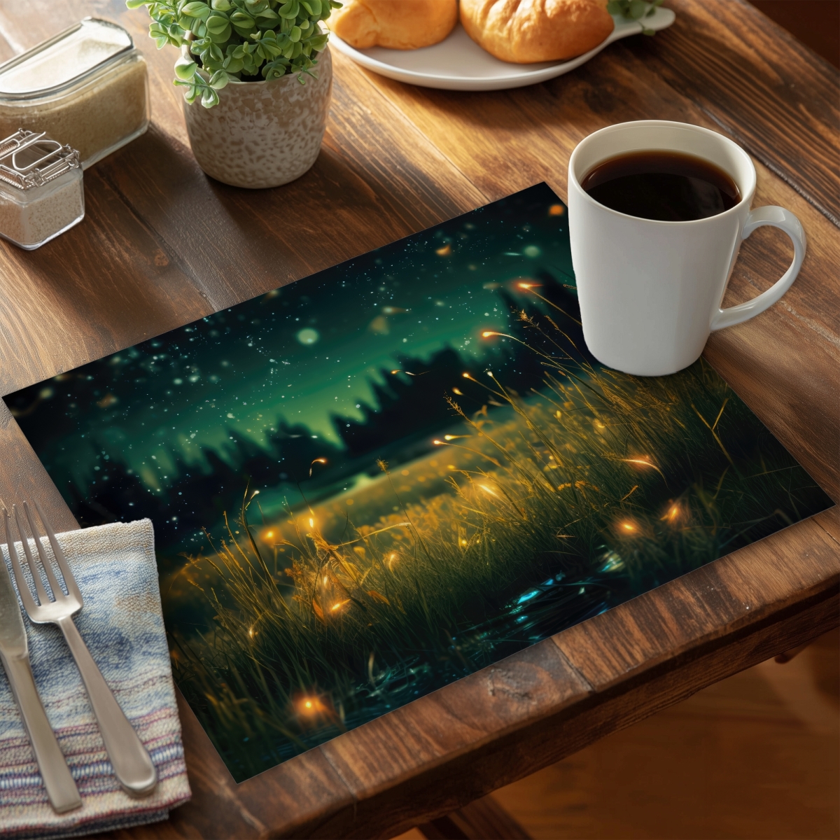 Picture of MWW CPPM1418YL50OO 14 x 18 in. Light in the Dark Black Polyester Placemat for Home Decor