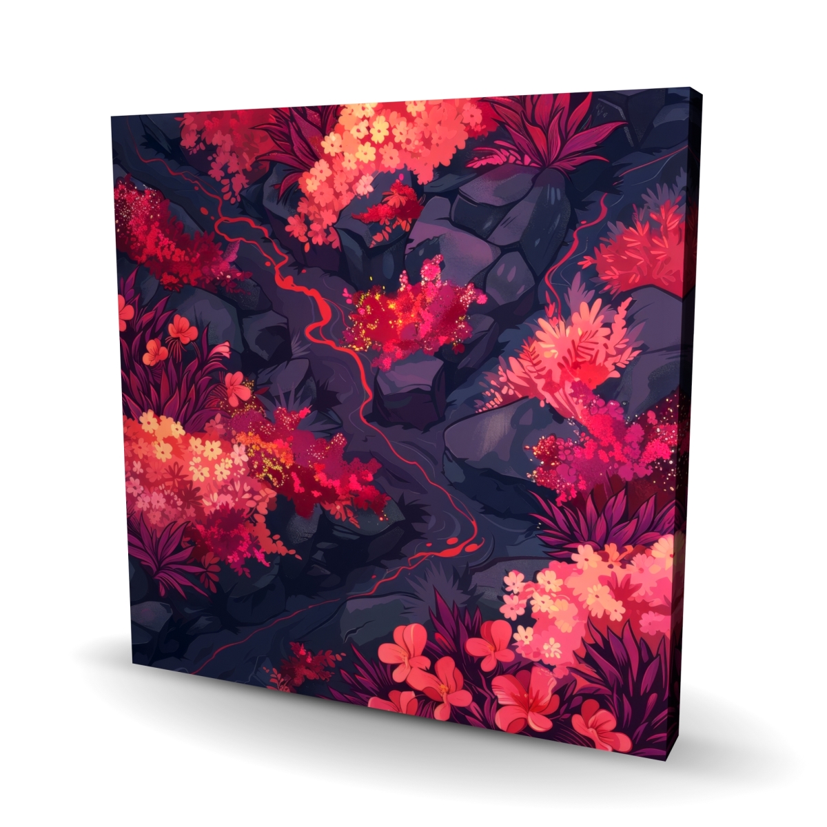 C1RC24246Q2E9H 24 x 24 in. Burning Plants - Red Canvas Wall Art for Home Decor - Unique Design